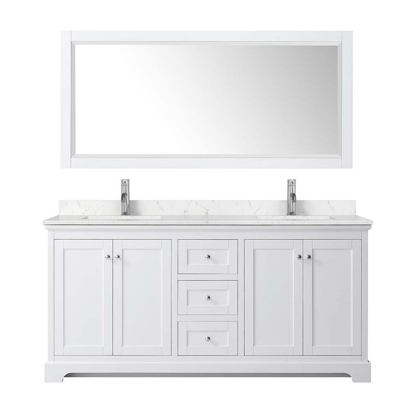 Avery 72 Inch Double Bathroom Vanity in White - Polished Chrome Trim - 18