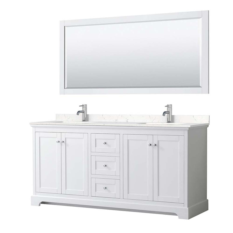 Avery 72 Inch Double Bathroom Vanity in White - Polished Chrome Trim - 17