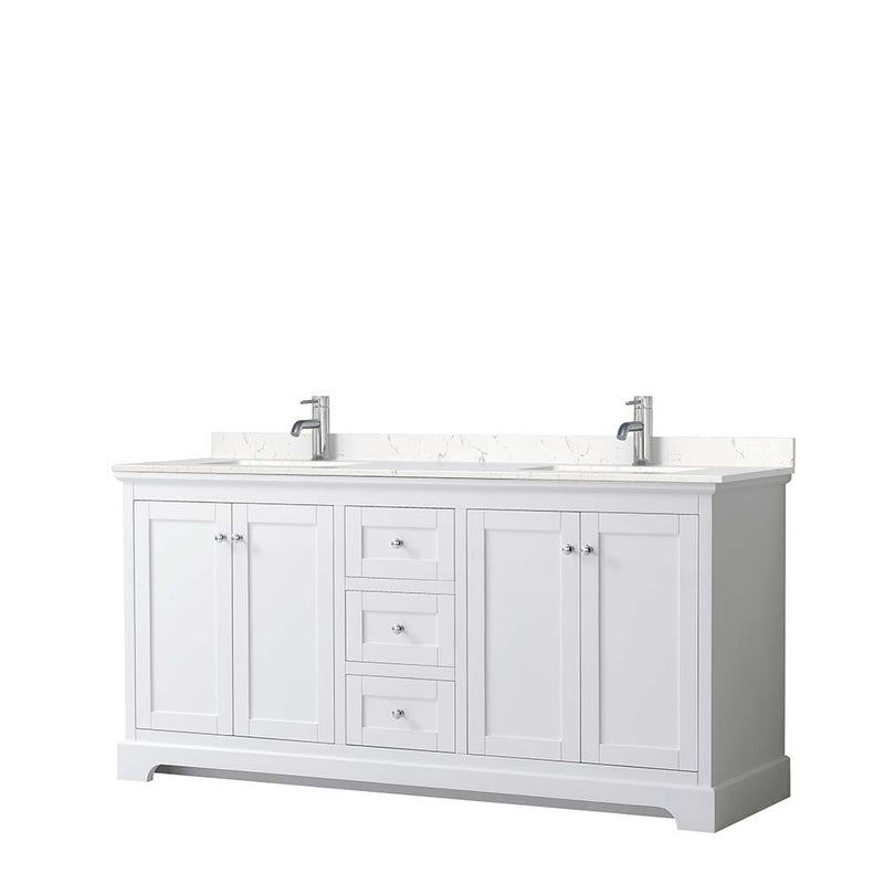 Avery 72 Inch Double Bathroom Vanity in White - Polished Chrome Trim - 13