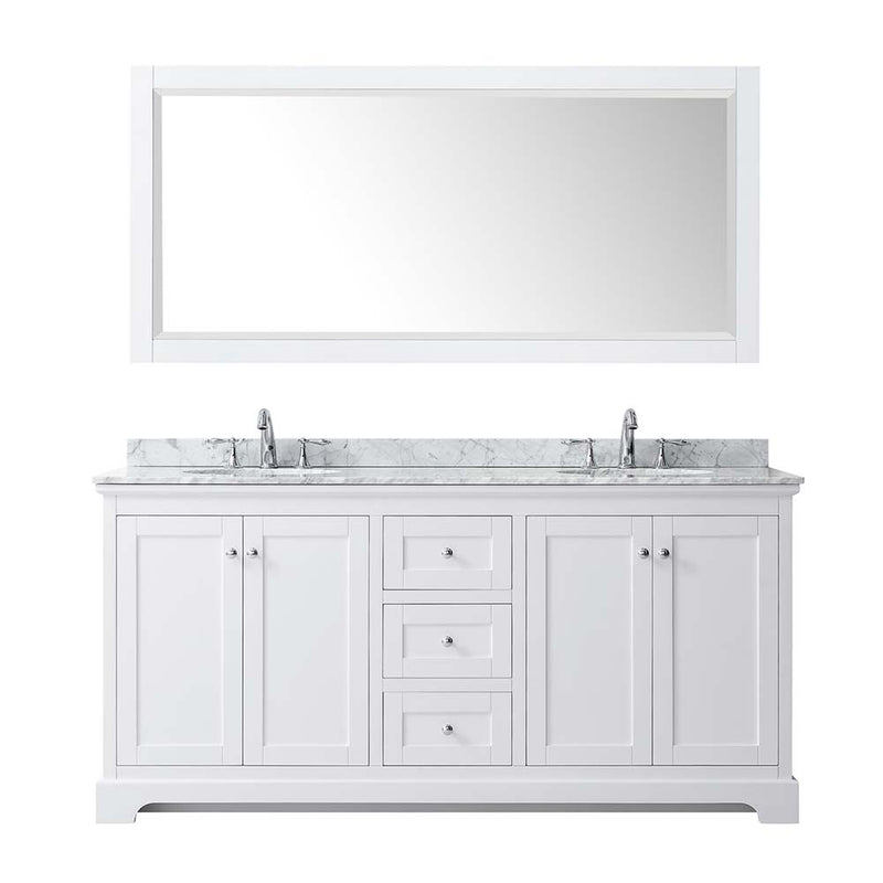 Avery 72 Inch Double Bathroom Vanity in White - Polished Chrome Trim - 27