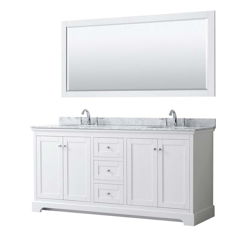 Avery 72 Inch Double Bathroom Vanity in White - Polished Chrome Trim - 25