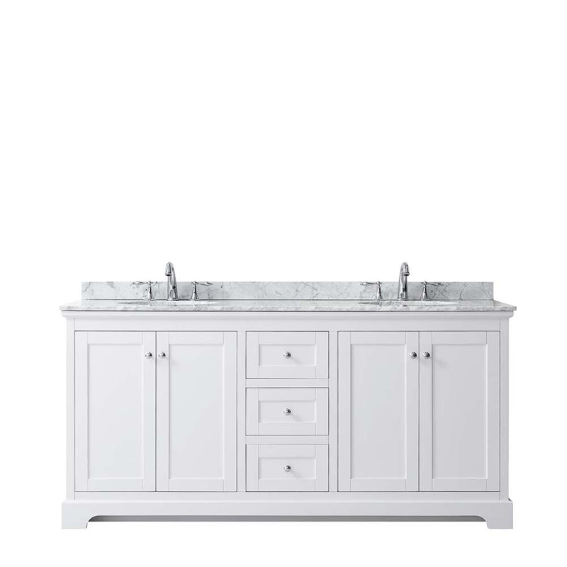 Avery 72 Inch Double Bathroom Vanity in White - Polished Chrome Trim - 24