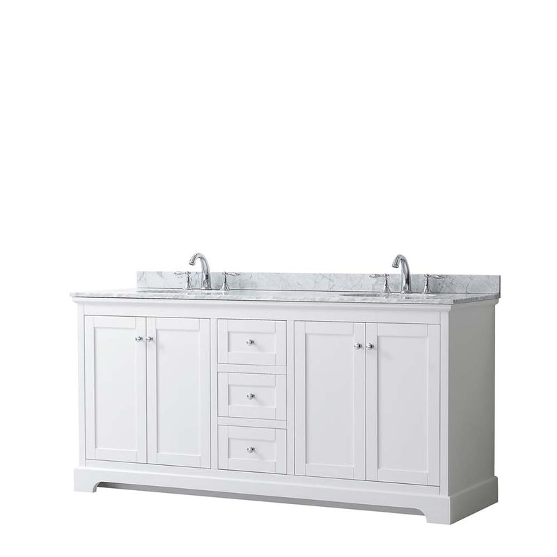 Avery 72 Inch Double Bathroom Vanity in White - Polished Chrome Trim - 22
