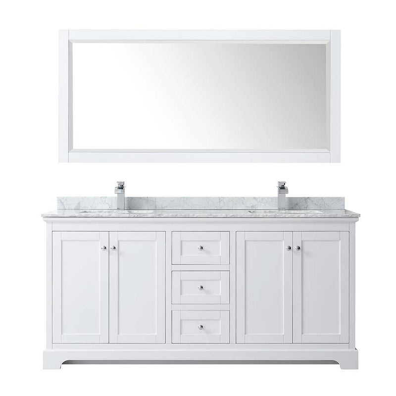 Avery 72 Inch Double Bathroom Vanity in White - Polished Chrome Trim - 34