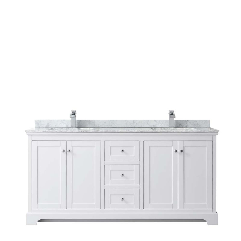 Avery 72 Inch Double Bathroom Vanity in White - Polished Chrome Trim - 31
