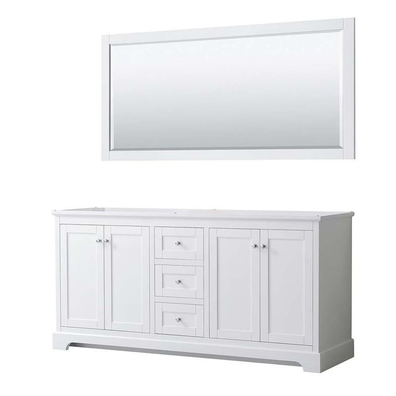 Avery 72 Inch Double Bathroom Vanity in White - Polished Chrome Trim - 2