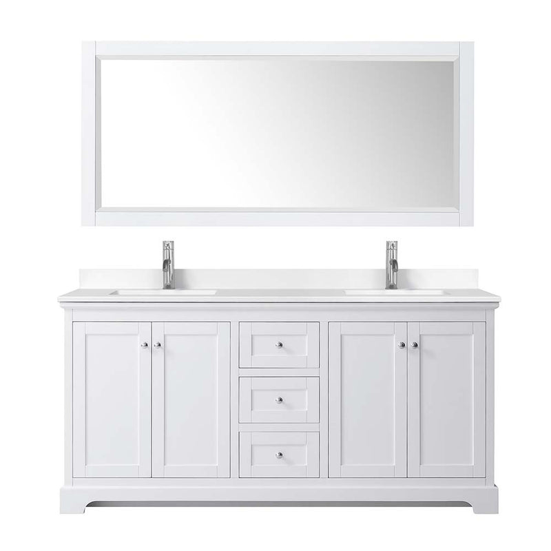 Avery 72 Inch Double Bathroom Vanity in White - Polished Chrome Trim - 41