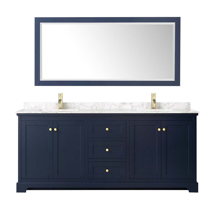Avery 80 Inch Double Bathroom Vanity in Dark Blue - 9