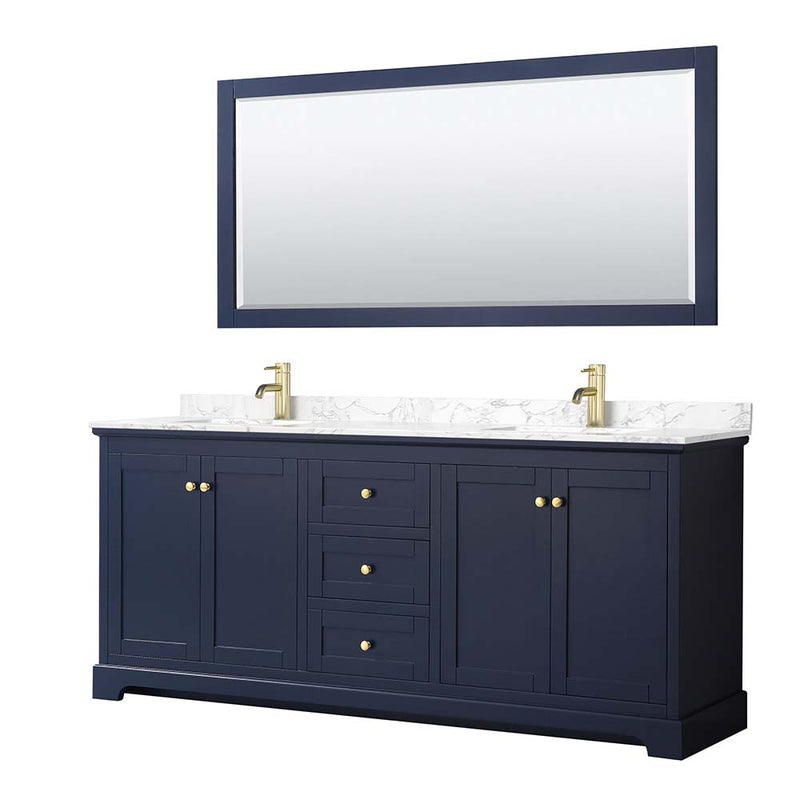 Avery 80 Inch Double Bathroom Vanity in Dark Blue - 8