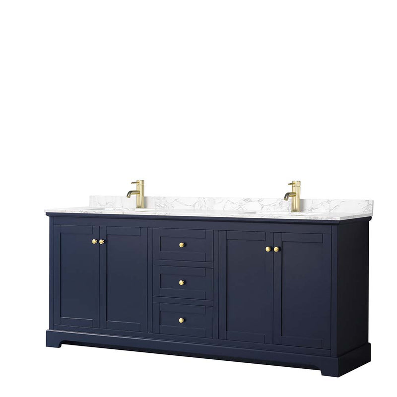 Avery 80 Inch Double Bathroom Vanity in Dark Blue - 4