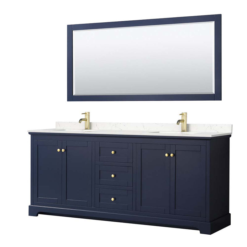 Avery 80 Inch Double Bathroom Vanity in Dark Blue - 17