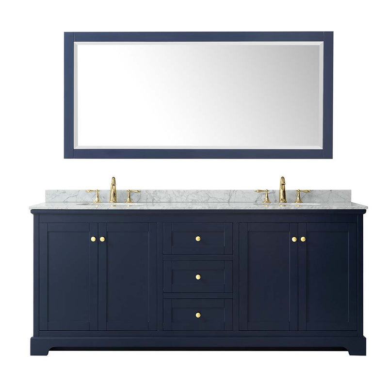 Avery 80 Inch Double Bathroom Vanity in Dark Blue - 27