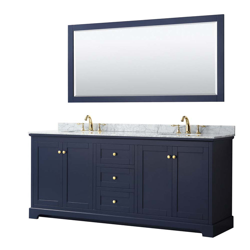 Avery 80 Inch Double Bathroom Vanity in Dark Blue - 25