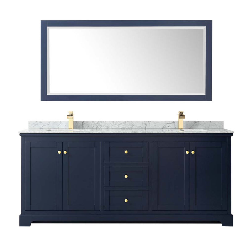 Avery 80 Inch Double Bathroom Vanity in Dark Blue - 34