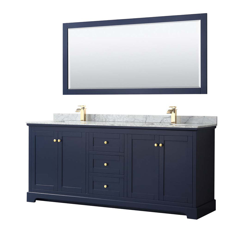 Avery 80 Inch Double Bathroom Vanity in Dark Blue - 32