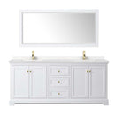 Avery 80 Inch Double Bathroom Vanity in White - Brushed Gold Trim - 9