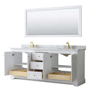 Avery 80 Inch Double Bathroom Vanity in White - Brushed Gold Trim - 16