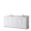 Avery 80 Inch Double Bathroom Vanity in White - Brushed Gold Trim - 13