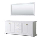 Avery 80 Inch Double Bathroom Vanity in White - Brushed Gold Trim - 2