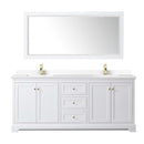Avery 80 Inch Double Bathroom Vanity in White - Brushed Gold Trim - 28
