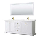 Avery 80 Inch Double Bathroom Vanity in White - Brushed Gold Trim - 27