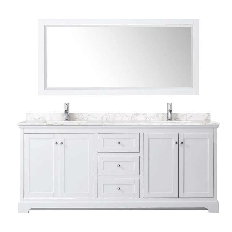 Avery 80 Inch Double Bathroom Vanity in White - Polished Chrome Trim - 9