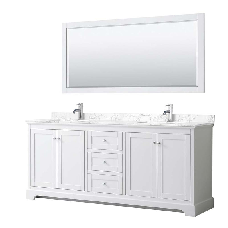 Avery 80 Inch Double Bathroom Vanity in White - Polished Chrome Trim - 8