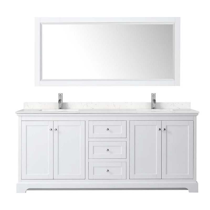 Avery 80 Inch Double Bathroom Vanity in White - Polished Chrome Trim - 18