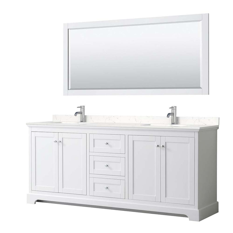Avery 80 Inch Double Bathroom Vanity in White - Polished Chrome Trim - 17