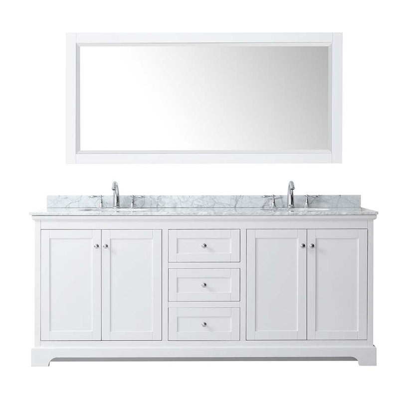 Avery 80 Inch Double Bathroom Vanity in White - Polished Chrome Trim - 27
