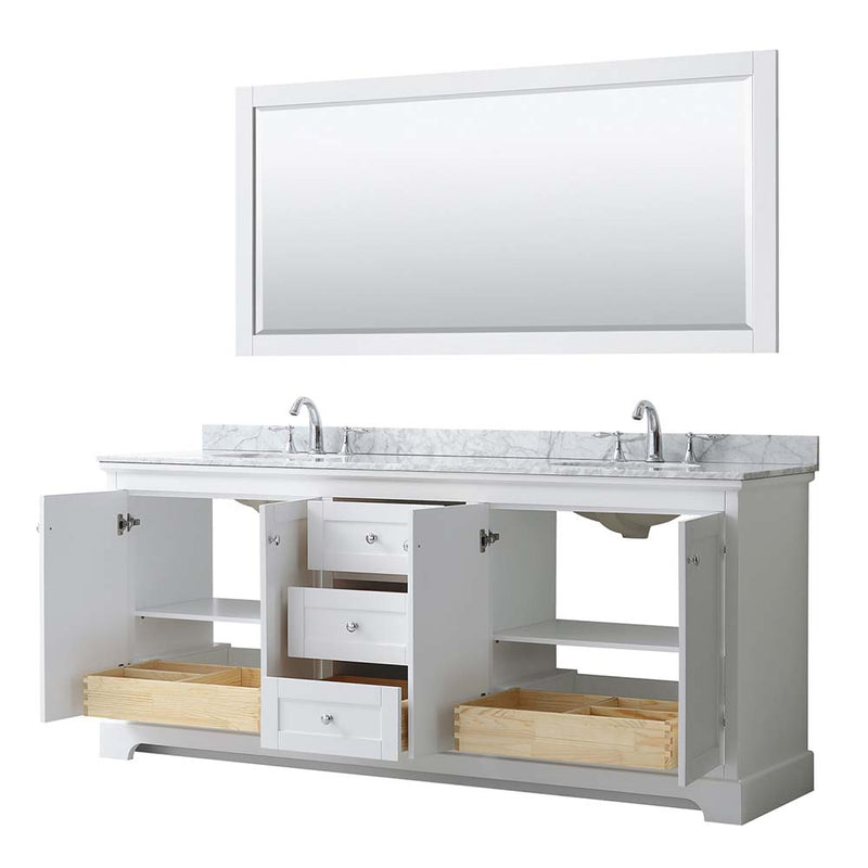 Avery 80 Inch Double Bathroom Vanity in White - Polished Chrome Trim - 26