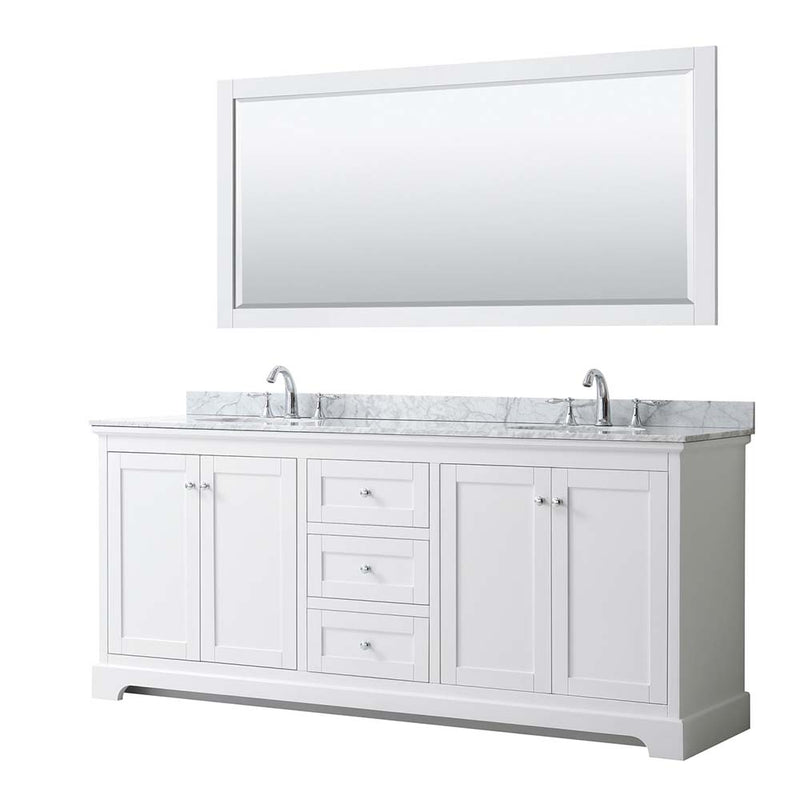 Avery 80 Inch Double Bathroom Vanity in White - Polished Chrome Trim - 25