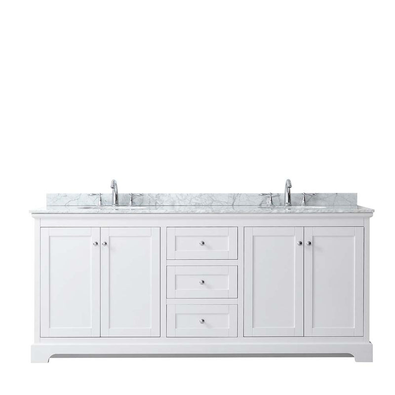Avery 80 Inch Double Bathroom Vanity in White - Polished Chrome Trim - 24