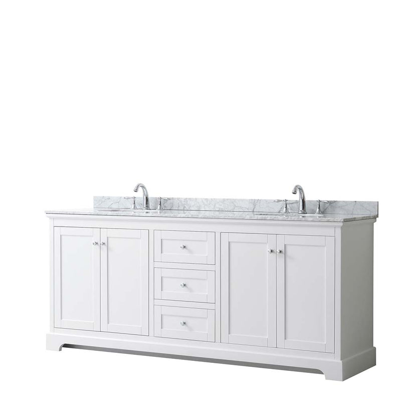 Avery 80 Inch Double Bathroom Vanity in White - Polished Chrome Trim - 22
