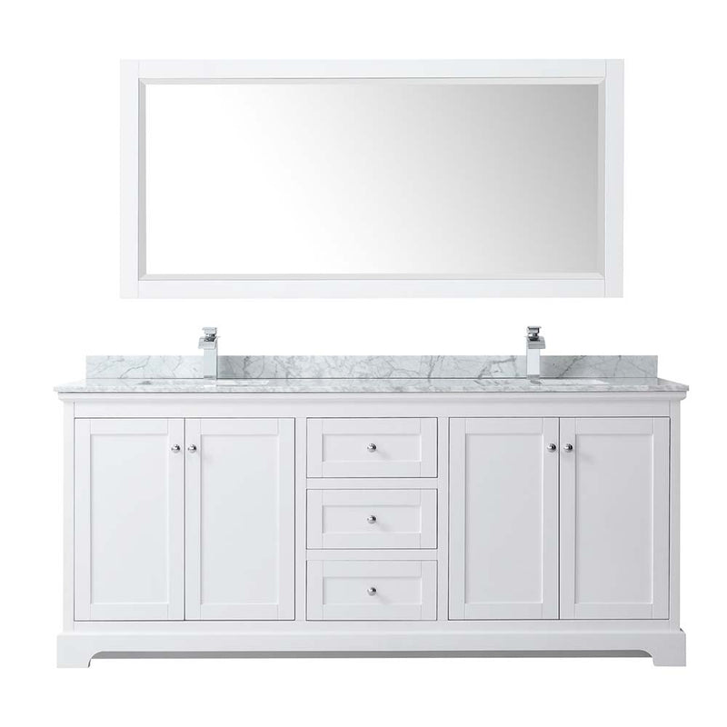 Avery 80 Inch Double Bathroom Vanity in White - Polished Chrome Trim - 34