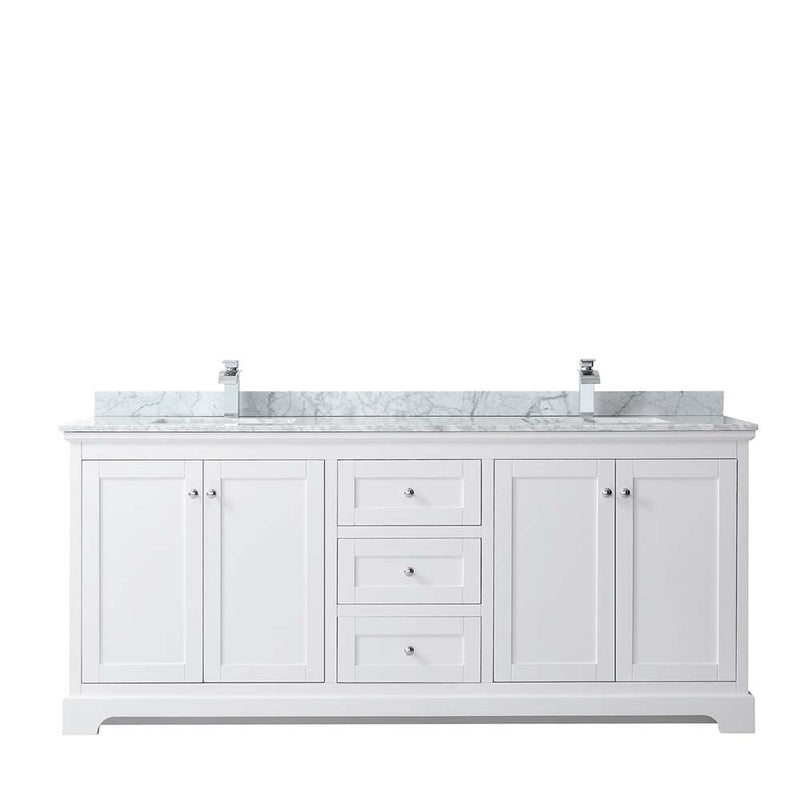 Avery 80 Inch Double Bathroom Vanity in White - Polished Chrome Trim - 31