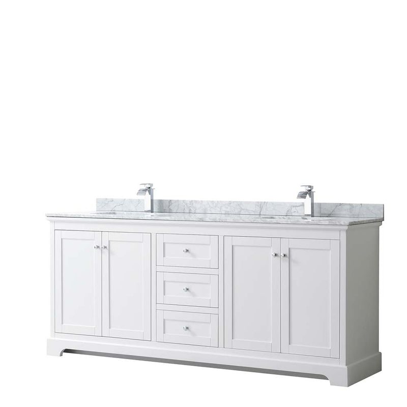 Avery 80 Inch Double Bathroom Vanity in White - Polished Chrome Trim - 29