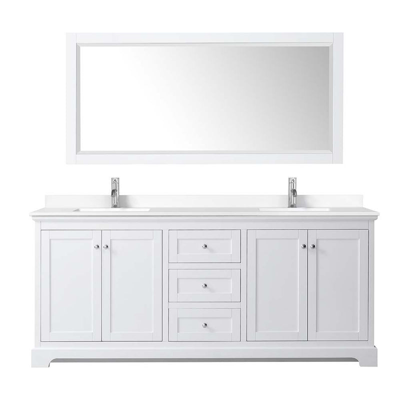 Avery 80 Inch Double Bathroom Vanity in White - Polished Chrome Trim - 41