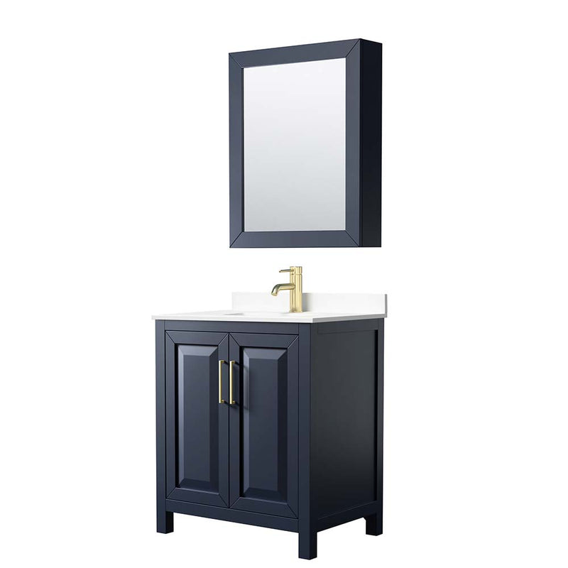 Daria 30 Inch Single Bathroom Vanity in Dark Blue - 46