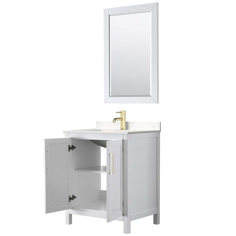 Daria 30 Inch Single Bathroom Vanity in White - Brushed Gold Trim - 12