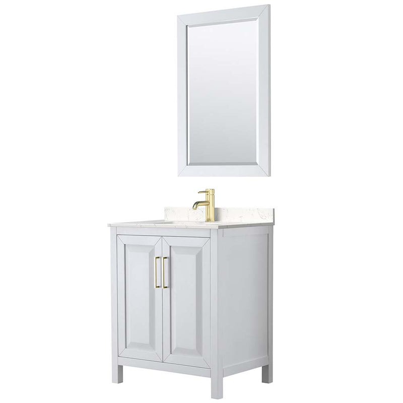 Daria 30 Inch Single Bathroom Vanity in White - Brushed Gold Trim - 11