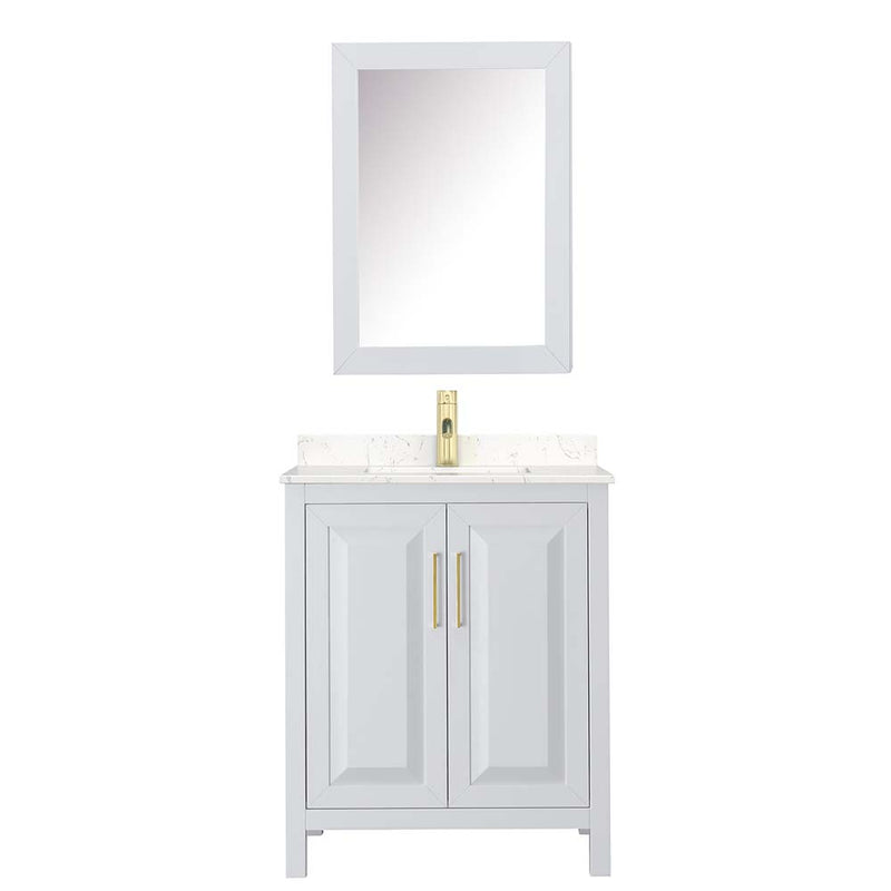 Daria 30 Inch Single Bathroom Vanity in White - Brushed Gold Trim - 18