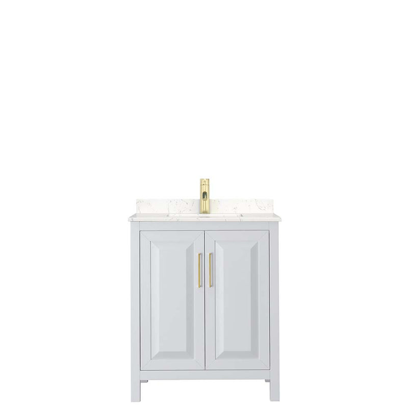 Daria 30 Inch Single Bathroom Vanity in White - Brushed Gold Trim - 9