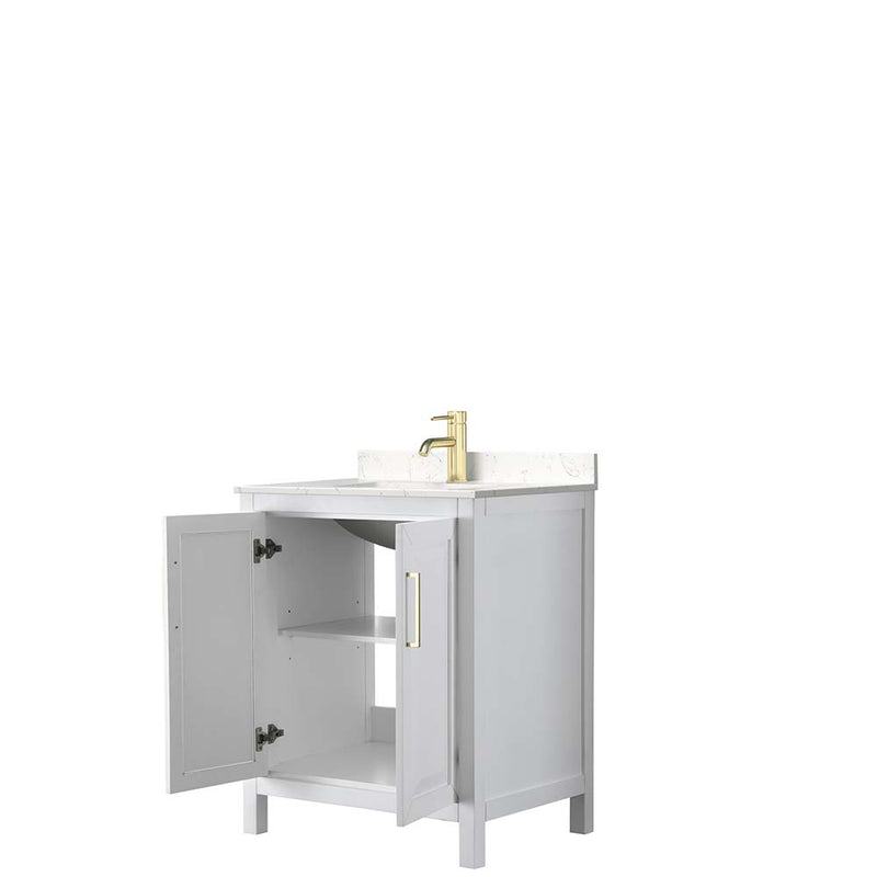 Daria 30 Inch Single Bathroom Vanity in White - Brushed Gold Trim - 8