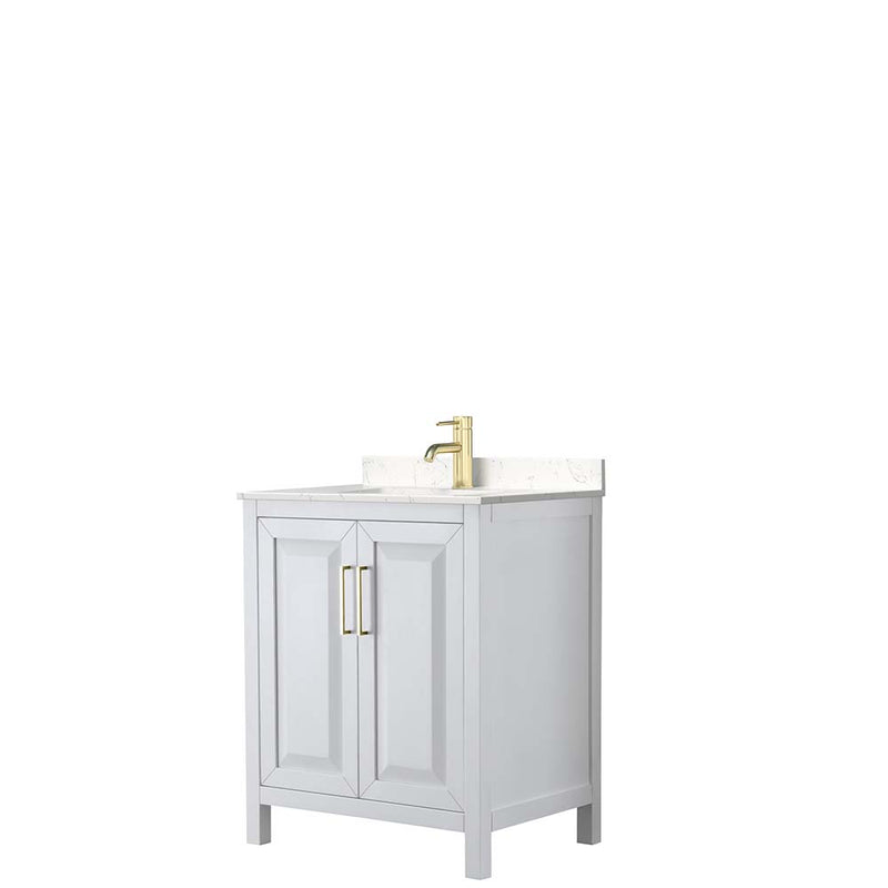 Daria 30 Inch Single Bathroom Vanity in White - Brushed Gold Trim - 7