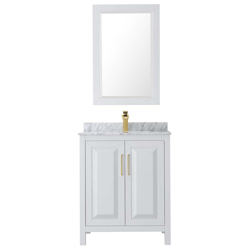 Daria 30 Inch Single Bathroom Vanity in White - Brushed Gold Trim - 27