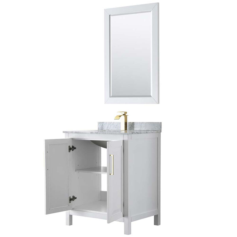 Daria 30 Inch Single Bathroom Vanity in White - Brushed Gold Trim - 26