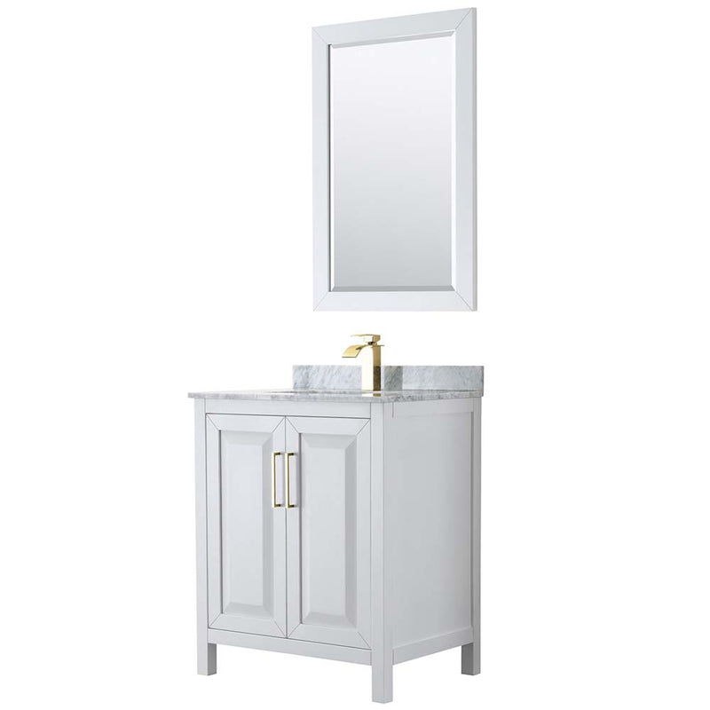 Daria 30 Inch Single Bathroom Vanity in White - Brushed Gold Trim - 25