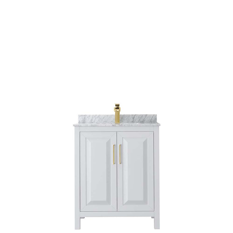 Daria 30 Inch Single Bathroom Vanity in White - Brushed Gold Trim - 23