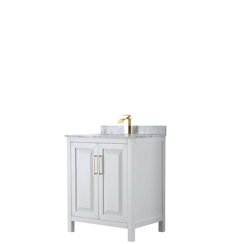 Daria 30 Inch Single Bathroom Vanity in White - Brushed Gold Trim - 21